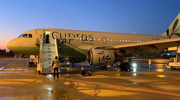 Cyprus Airways repatriate flight arrived at Larnaka Airport April 10, from Hannover via Thessaloniki  