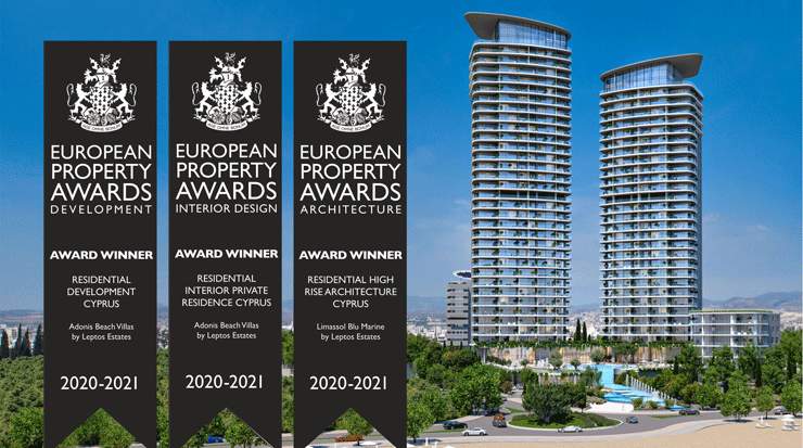 Leptos award-winning developments, Adonis Beach Villas and Limassol Blu Marine