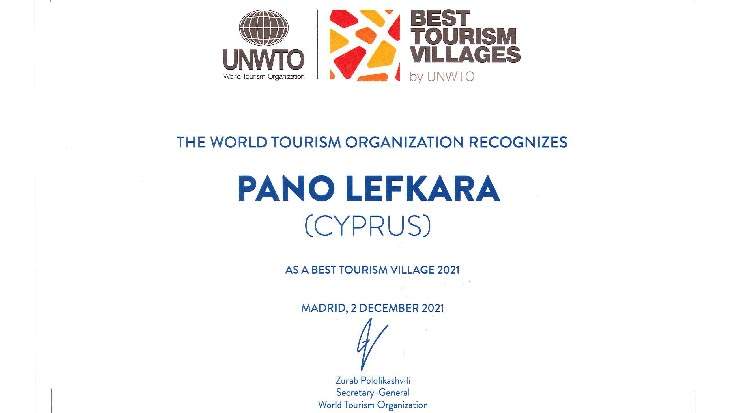 Lefkara Announced in Best Tourism Villages by UNWTO