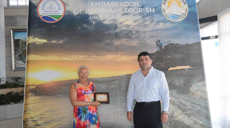 Sue Creed Awarded for making 45 visits to Ayia Napa 