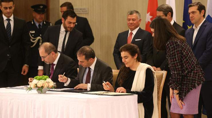 agreements signing during the Cyprus-Greece-Jordan Trilateral Summit