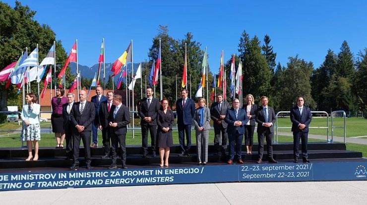 Giannis Karousou at a EU transport and energy meeting in Slovenia