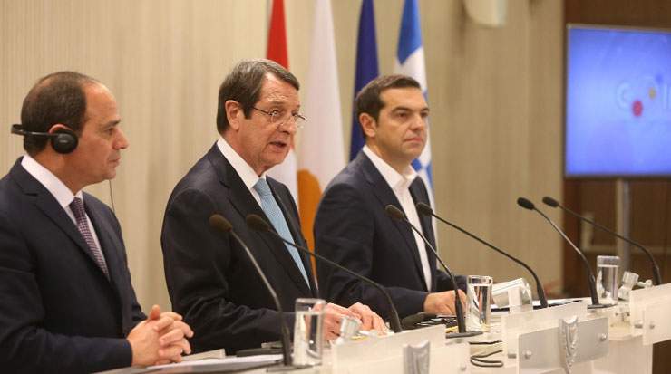From left: Al-Sisi, Anastasiades, Tsipras