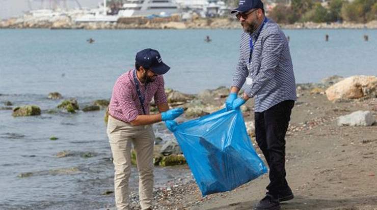 Limassol Marina team at beach clean-up