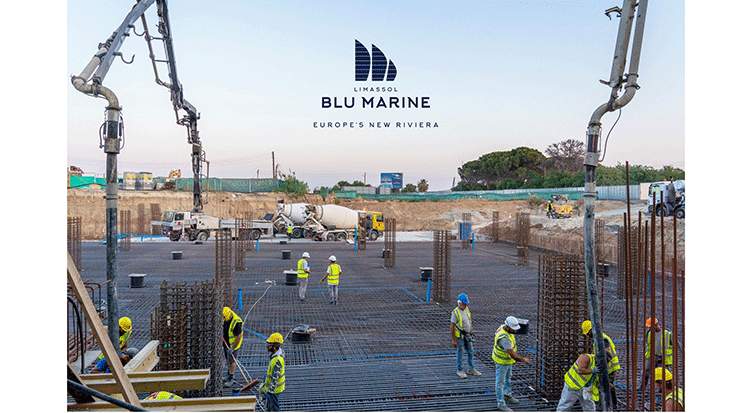 The construction at Limassol Blu Marine of Leptos Group is in full swing